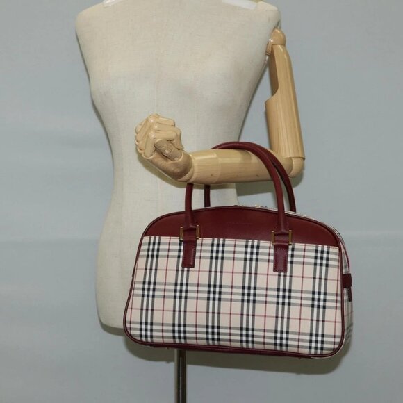 BURBERRY Nova Check Hand Bag Canvas Beige Gold Auth am8511V - Picture 3 of 16